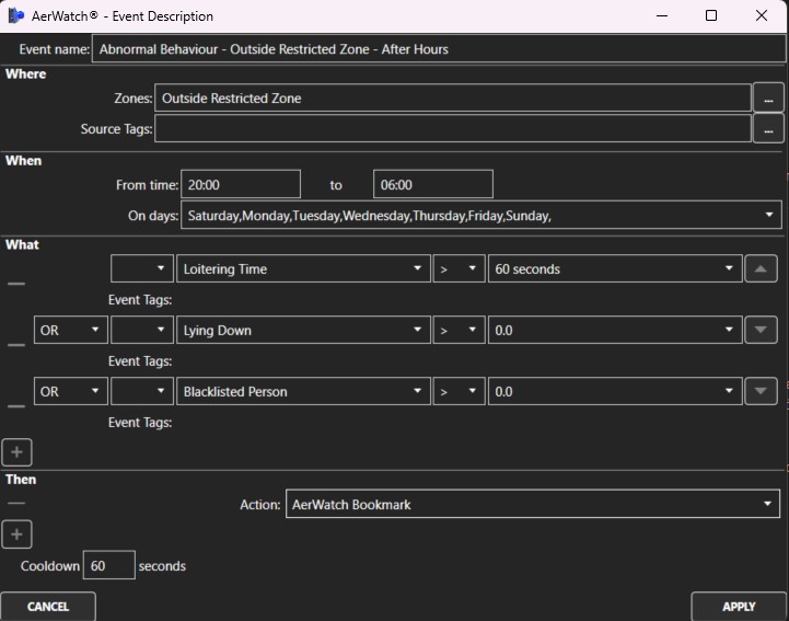 Custom anomaly zone settings
